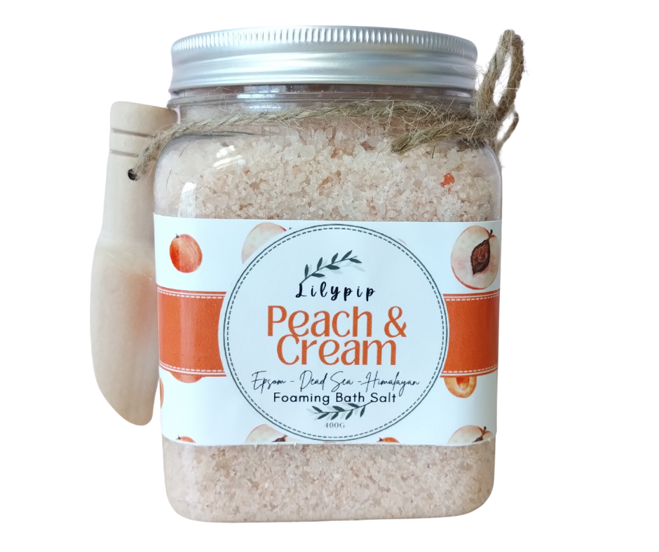 Peach & Cream Foaming Bath Salt 400g